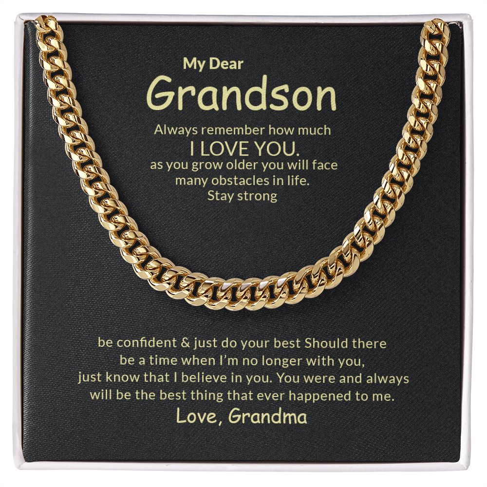To My Grandson | I Love You - Cuban Link Chain