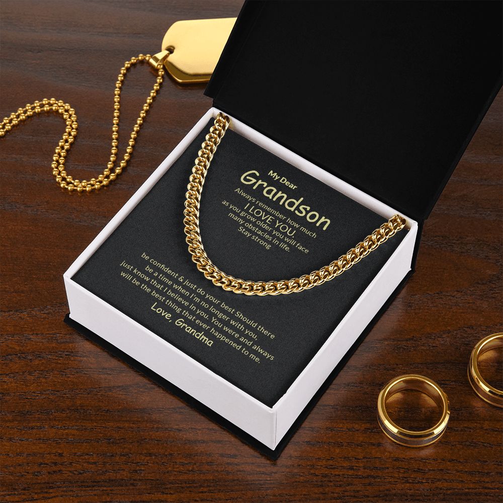 To My Grandson | I Love You - Cuban Link Chain