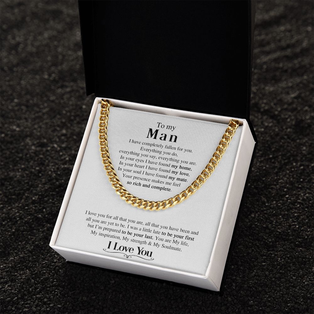 To My Man | I Love You - Cuban Link Chain