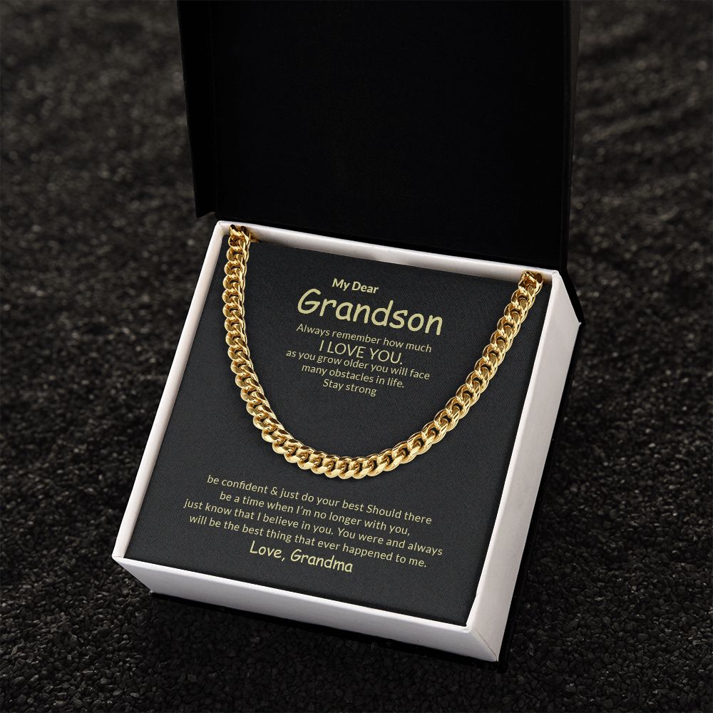To My Grandson | I Love You - Cuban Link Chain