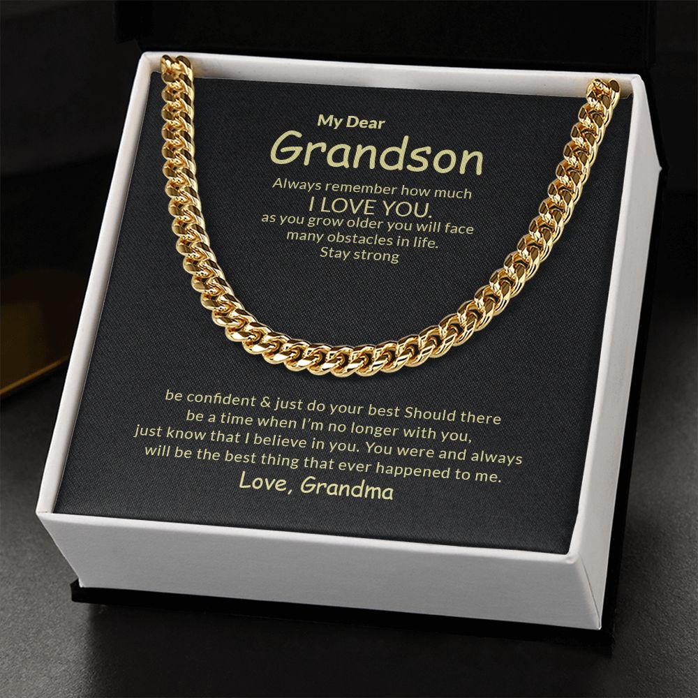 To My Grandson | I Love You - Cuban Link Chain