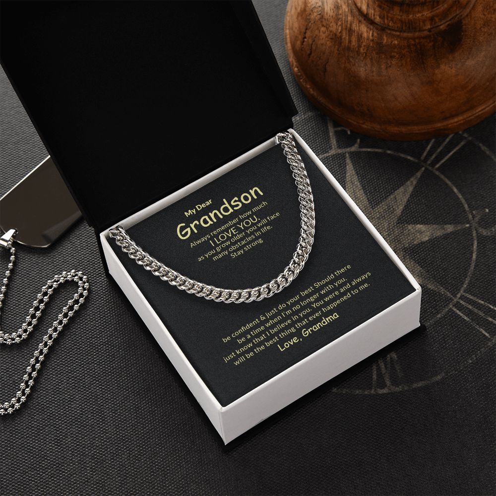 To My Grandson | I Love You - Cuban Link Chain