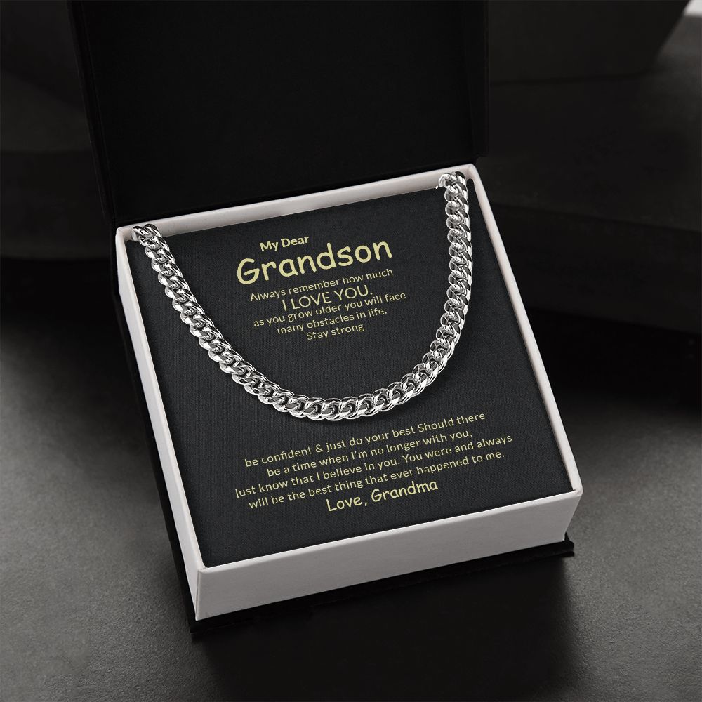 To My Grandson | I Love You - Cuban Link Chain