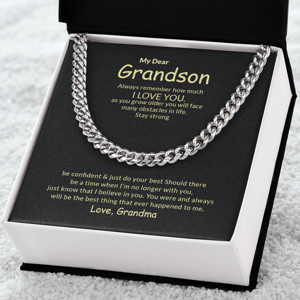 To My Grandson | I Love You - Cuban Link Chain