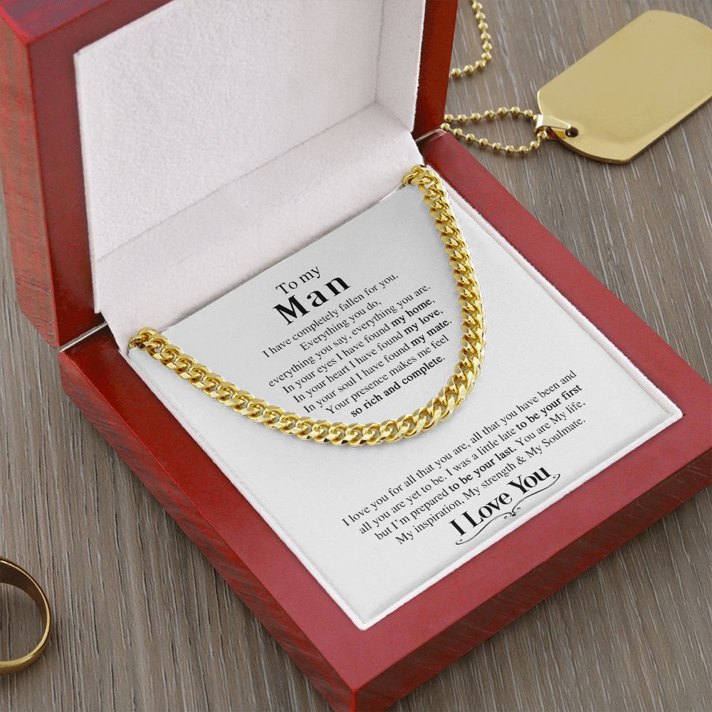 To My Man | I Love You - Cuban Link Chain
