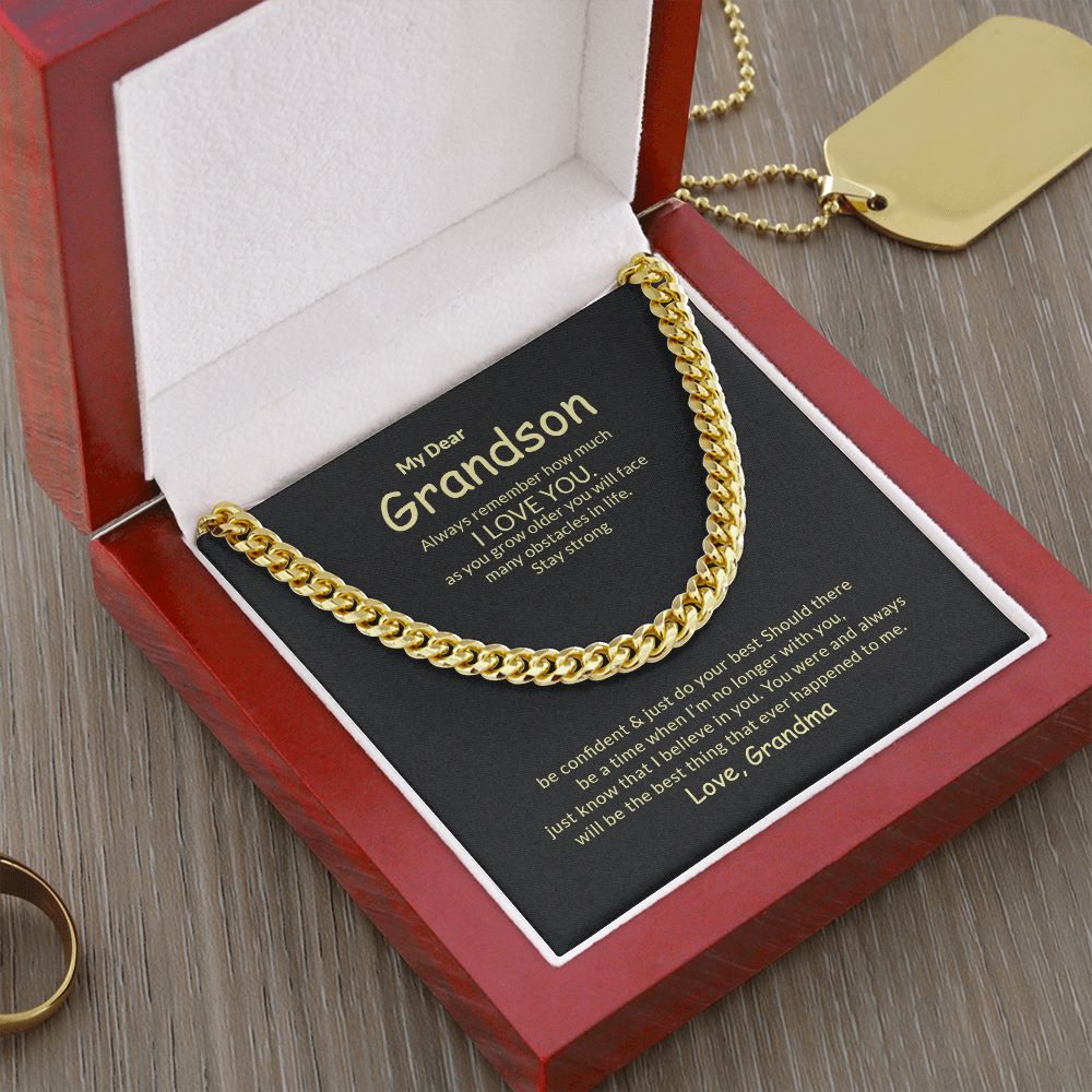 To My Grandson | I Love You - Cuban Link Chain