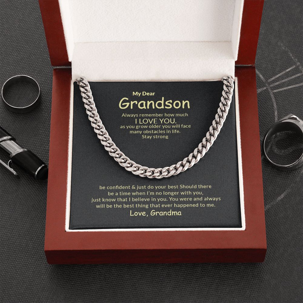To My Grandson | I Love You - Cuban Link Chain