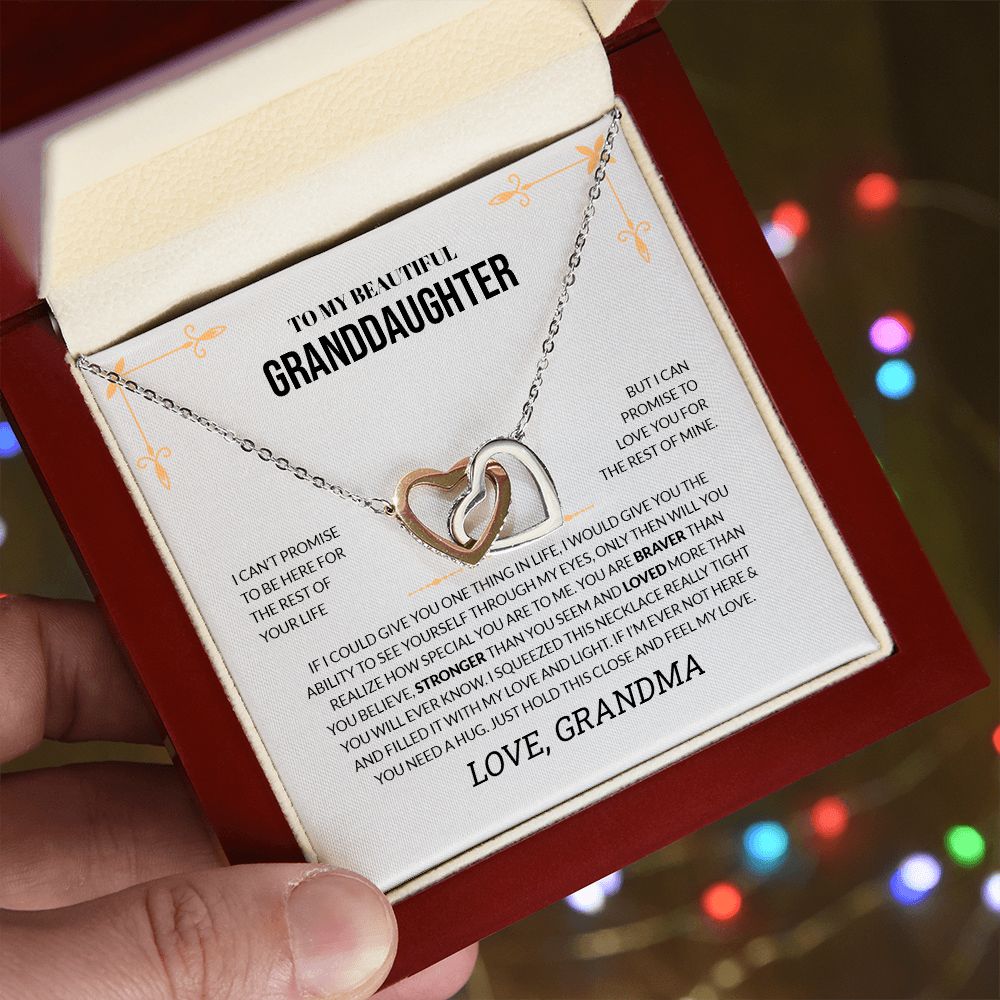 To My Beautiful Granddaughter | Love You For The Rest Of Mine - Interlocking Hearts necklace