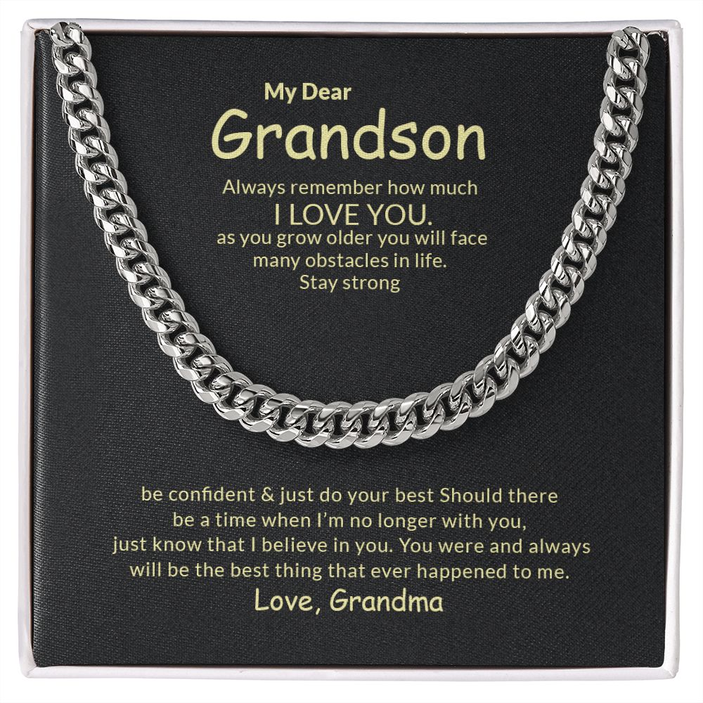 To My Grandson | I Love You - Cuban Link Chain