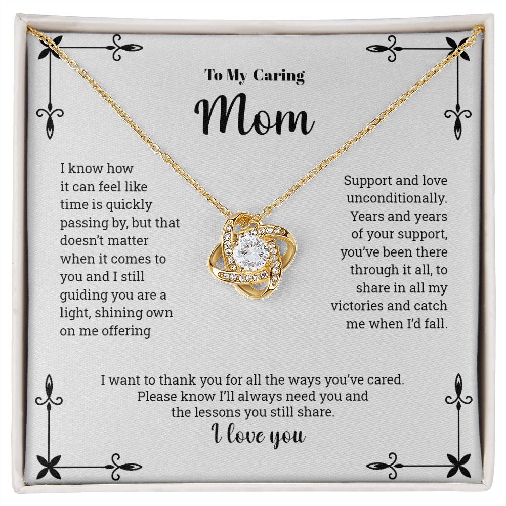 To My Caring Mom | I Love You - Love Knot Necklace