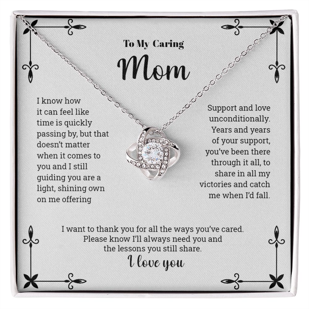 To My Caring Mom | I Love You - Love Knot Necklace