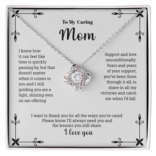 To My Caring Mom | I Love You - Love Knot Necklace