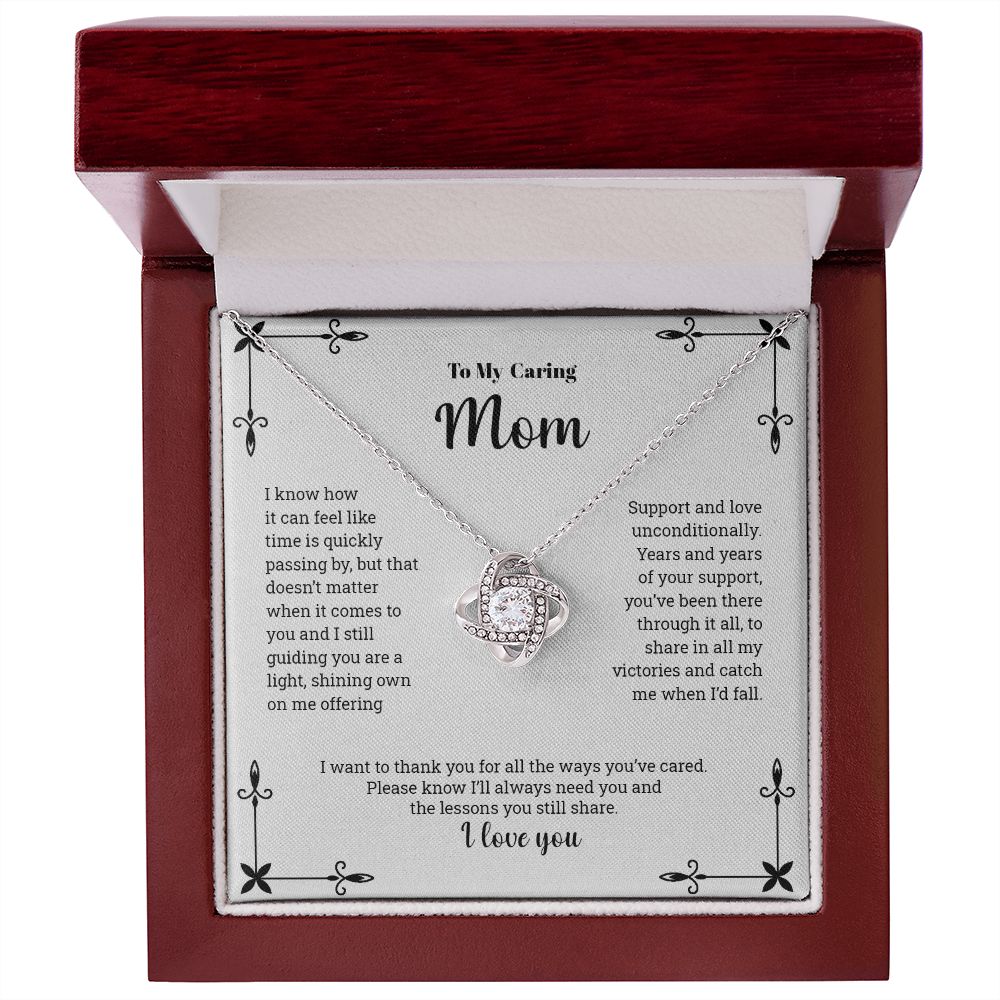 To My Caring Mom | I Love You - Love Knot Necklace