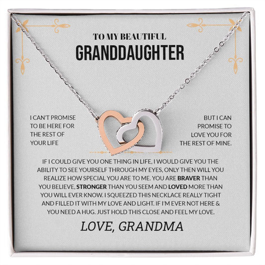 To My Beautiful Granddaughter | Love You For The Rest Of Mine - Interlocking Hearts necklace