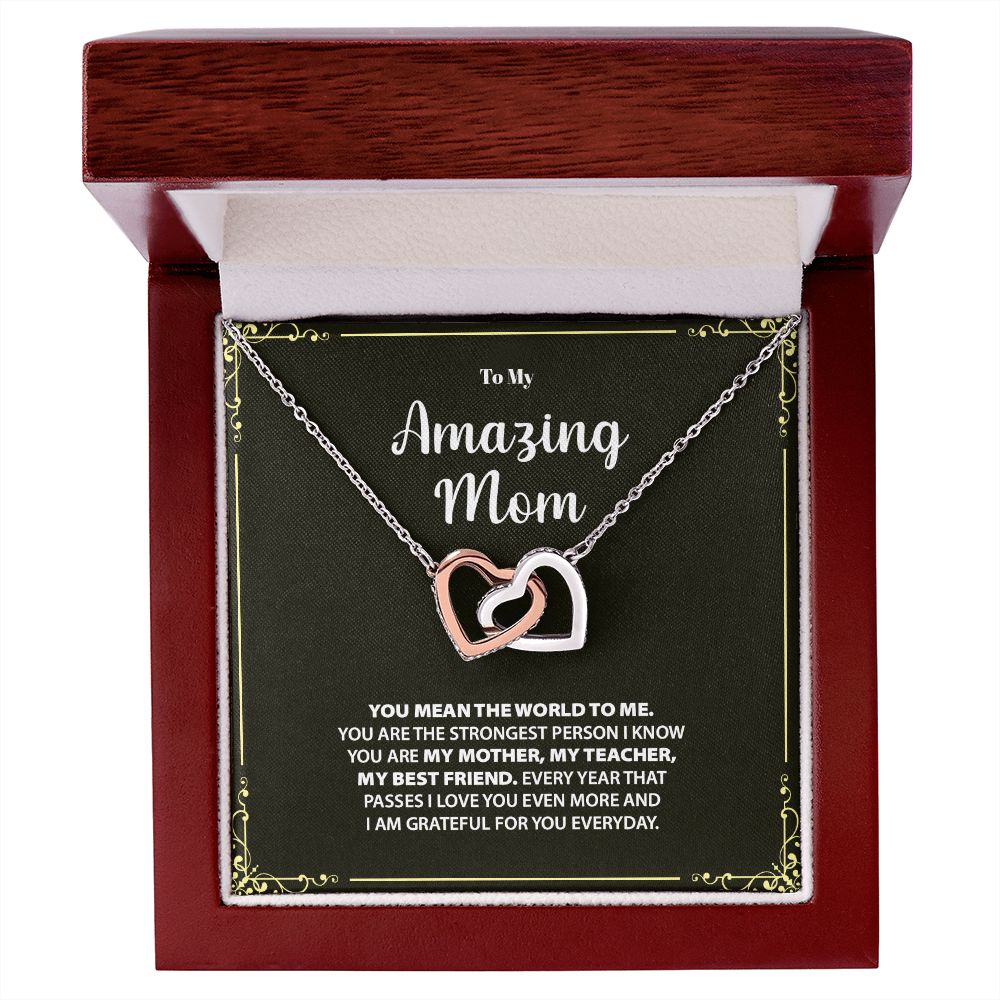 To My Amazing Mom | I Am Grateful For You Everyday - Interlocking Hearts necklace