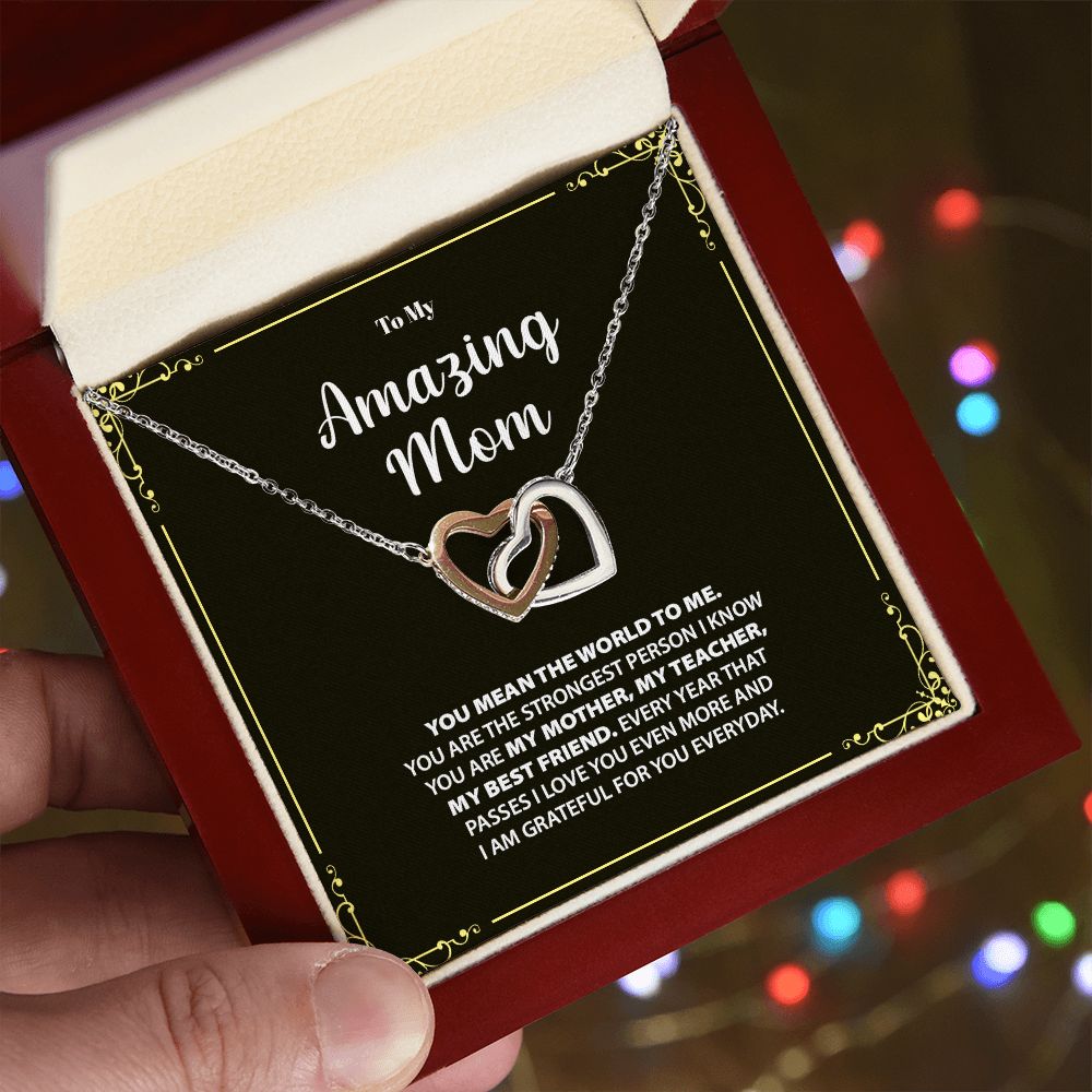 To My Amazing Mom | I Am Grateful For You Everyday - Interlocking Hearts necklace